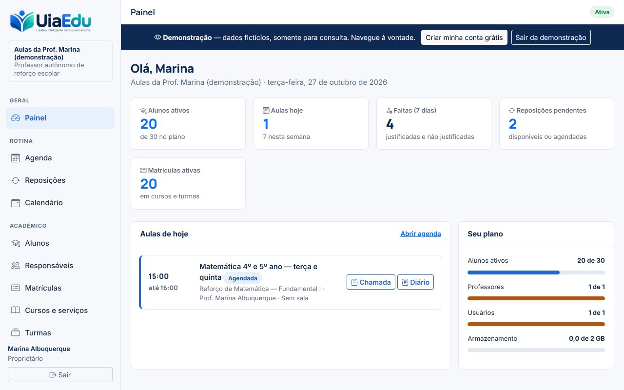Tela inicial da demonstração Professor autônomo